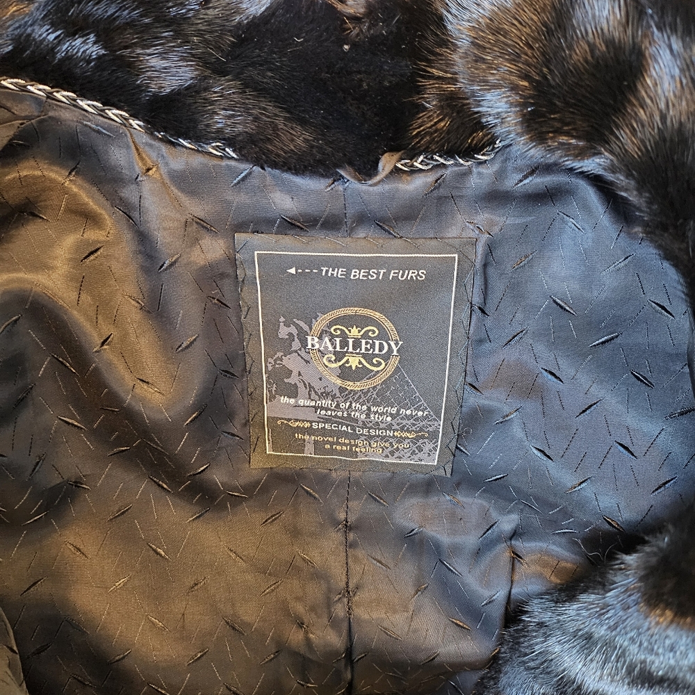 BALLEDY Black Glamma Mink fur coat size S - Picture 7 of 9